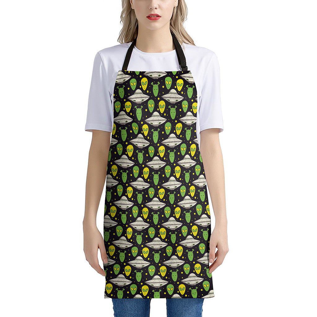 Green Alien UFO Space Print Apron