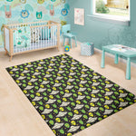 Green Alien UFO Space Print Area Rug