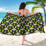 Green Alien UFO Space Print Beach Sarong Wrap