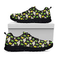 Green Alien UFO Space Print Black Running Shoes