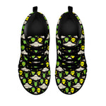 Green Alien UFO Space Print Black Sneakers