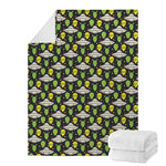 Green Alien UFO Space Print Blanket