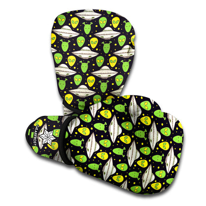 Green Alien UFO Space Print Boxing Gloves