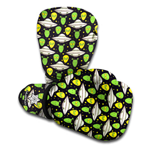 Green Alien UFO Space Print Boxing Gloves