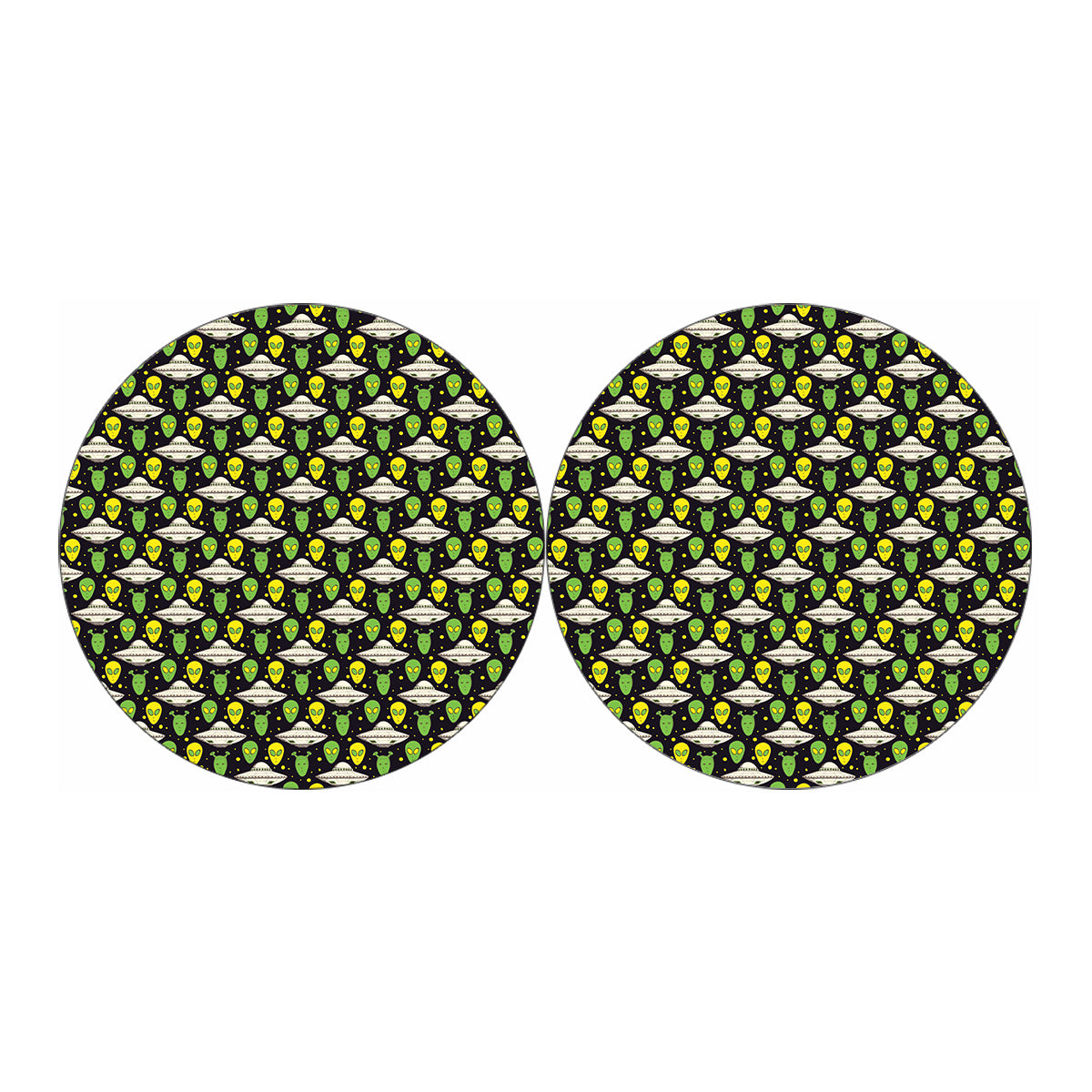 Green Alien UFO Space Print Car Coasters