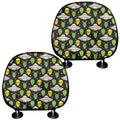 Green Alien UFO Space Print Car Headrest Covers