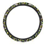 Green Alien UFO Space Print Car Steering Wheel Cover