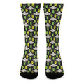 Green Alien UFO Space Print Crew Socks