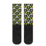 Green Alien UFO Space Print Crew Socks