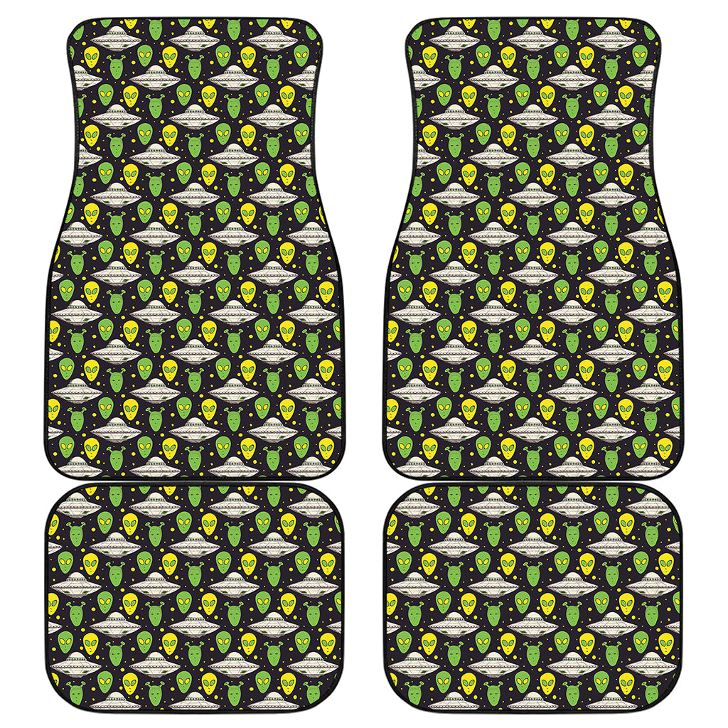Green Alien UFO Space Print Front and Back Car Floor Mats