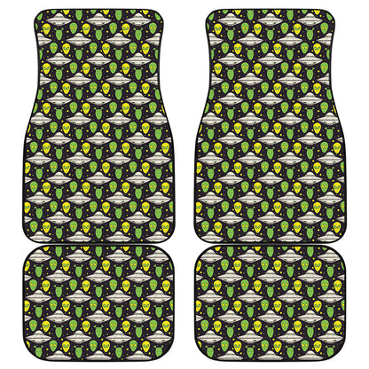Green Alien UFO Space Print Front and Back Car Floor Mats