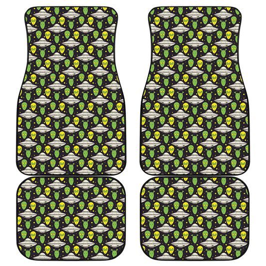 Green Alien UFO Space Print Front and Back Car Floor Mats