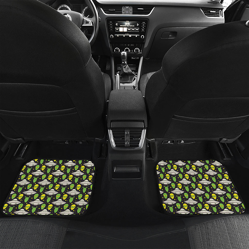 Green Alien UFO Space Print Front and Back Car Floor Mats