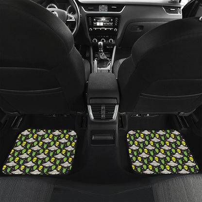 Green Alien UFO Space Print Front and Back Car Floor Mats
