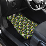 Green Alien UFO Space Print Front and Back Car Floor Mats