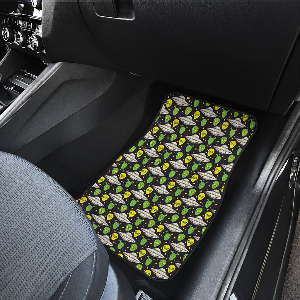 Green Alien UFO Space Print Front and Back Car Floor Mats