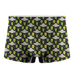 Green Alien UFO Space Print Men's Boxer Briefs