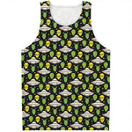 Green Alien UFO Space Print Men's Tank Top