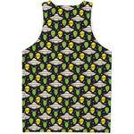 Green Alien UFO Space Print Men's Tank Top