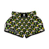 Green Alien UFO Space Print Muay Thai Boxing Shorts