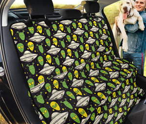 Green Alien UFO Space Print Pet Car Back Seat Cover