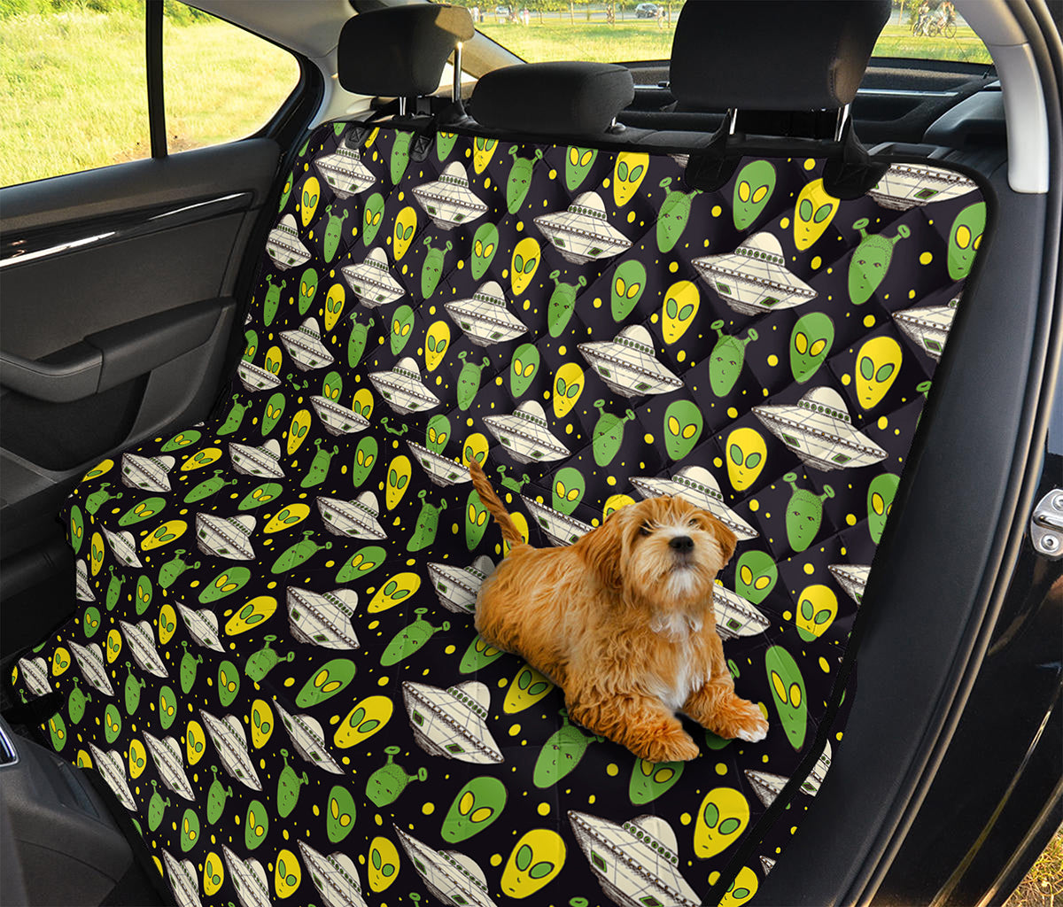 Green Alien UFO Space Print Pet Car Back Seat Cover