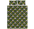 Green Alien UFO Space Print Quilt Bed Set