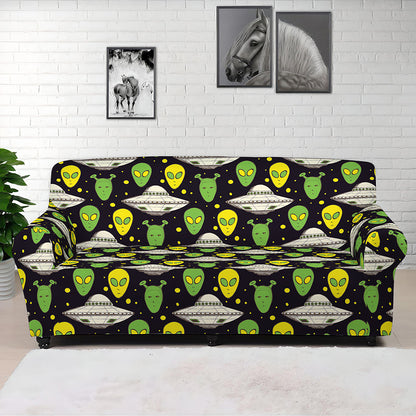 Green Alien UFO Space Print Sofa Cover