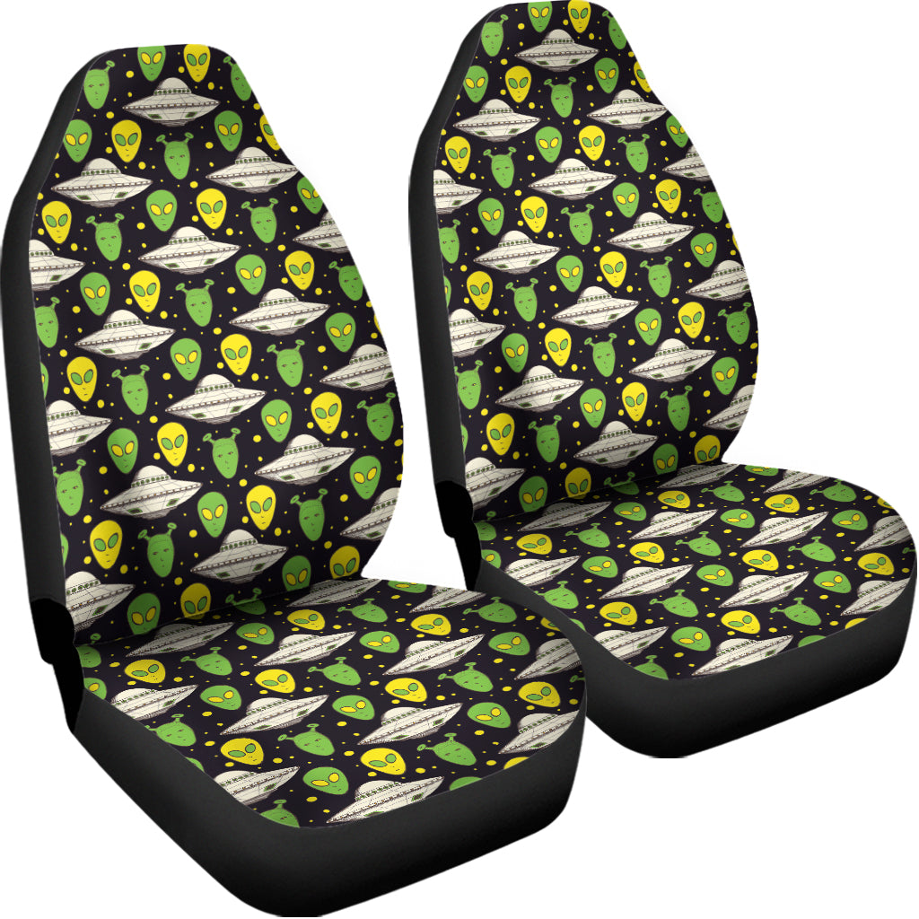 Green Alien UFO Space Print Universal Fit Car Seat Covers