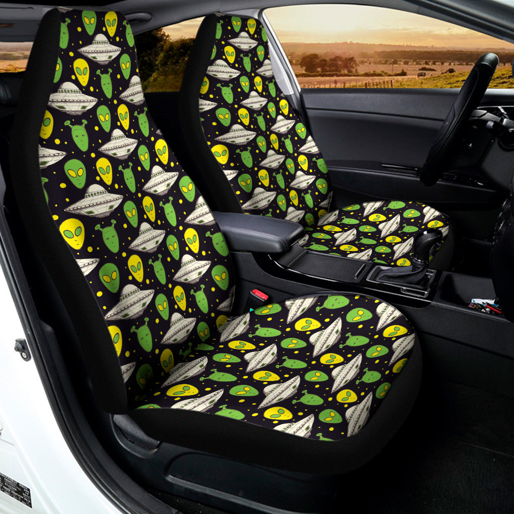 Green Alien UFO Space Print Universal Fit Car Seat Covers