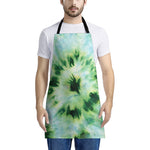 Green And Black Acid Wash Tie Dye Print Apron