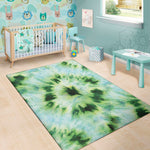 Green And Black Acid Wash Tie Dye Print Area Rug