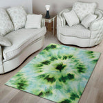 Green And Black Acid Wash Tie Dye Print Area Rug