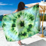 Green And Black Acid Wash Tie Dye Print Beach Sarong Wrap