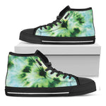 Green And Black Acid Wash Tie Dye Print Black High Top Shoes