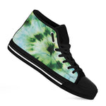 Green And Black Acid Wash Tie Dye Print Black High Top Shoes