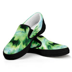 Green And Black Acid Wash Tie Dye Print Black Slip On Shoes