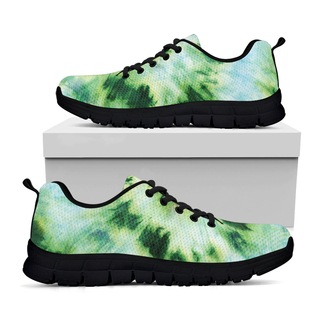 Green And Black Acid Wash Tie Dye Print Black Sneakers