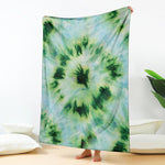 Green And Black Acid Wash Tie Dye Print Blanket
