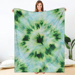 Green And Black Acid Wash Tie Dye Print Blanket