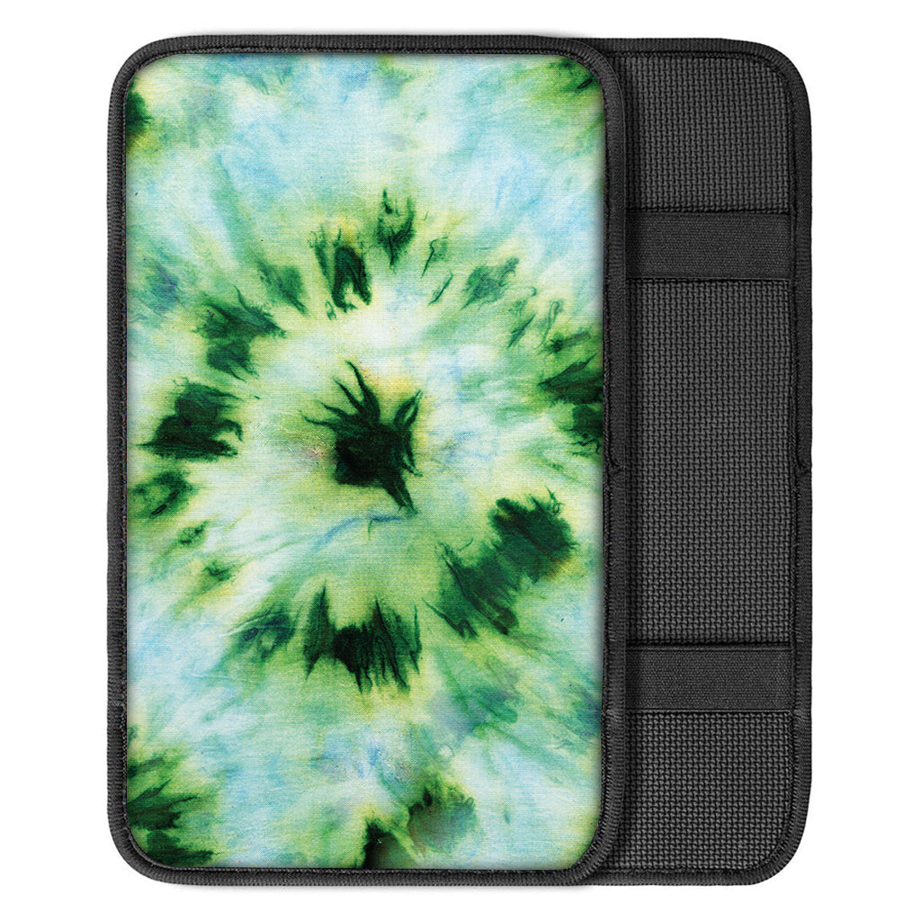 Green And Black Acid Wash Tie Dye Print Car Center Console Cover