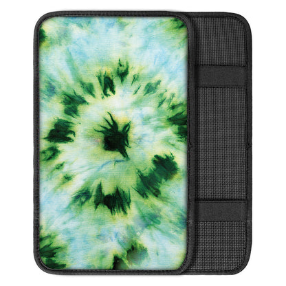 Green And Black Acid Wash Tie Dye Print Car Center Console Cover