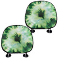 Green And Black Acid Wash Tie Dye Print Car Headrest Covers