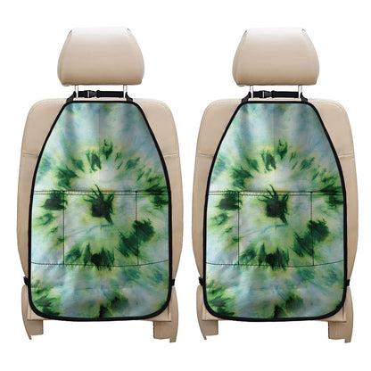 Green And Black Acid Wash Tie Dye Print Car Seat Organizers