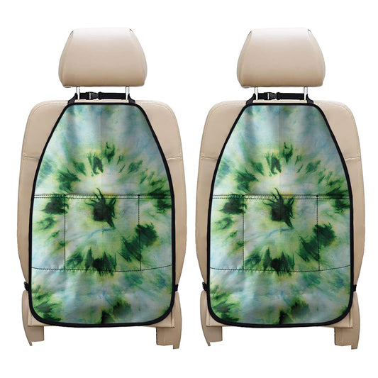 Green And Black Acid Wash Tie Dye Print Car Seat Organizers