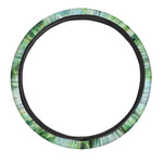 Green And Black Acid Wash Tie Dye Print Car Steering Wheel Cover