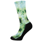 Green And Black Acid Wash Tie Dye Print Crew Socks
