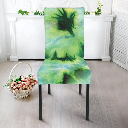 Green And Black Acid Wash Tie Dye Print Dining Chair Slipcover