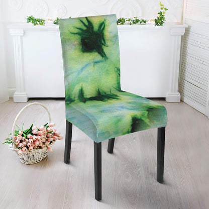 Green And Black Acid Wash Tie Dye Print Dining Chair Slipcover