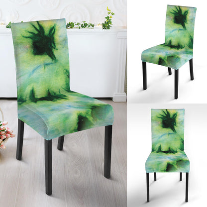 Green And Black Acid Wash Tie Dye Print Dining Chair Slipcover